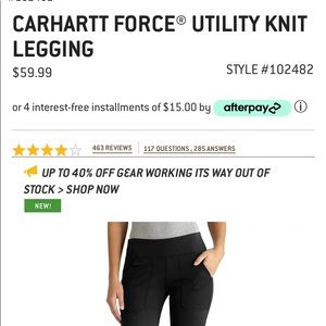 Carhartt leggings New! No tags. Small.
